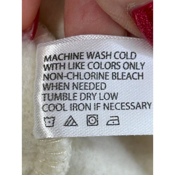 U.S. Polo Assn. Men’s Vtg  Hoodie Cream M Long Sleeve Embroidered Logo 2-Button - Picture 12 of 16